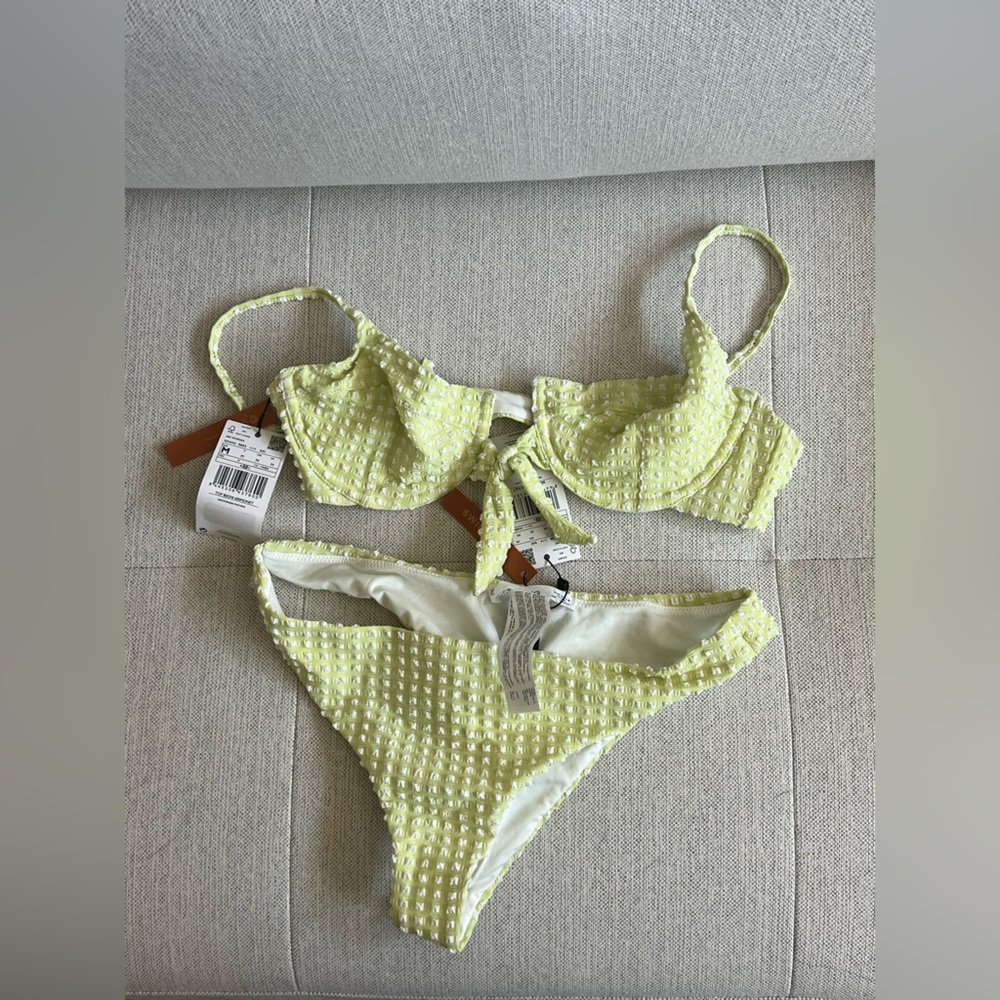 Mango Textured Yellow Bikini Set